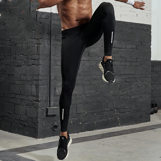 HKM-072787 Men's Casual Harem Fitness Pants with Elastic Waistband and Slim Fit Design in Black