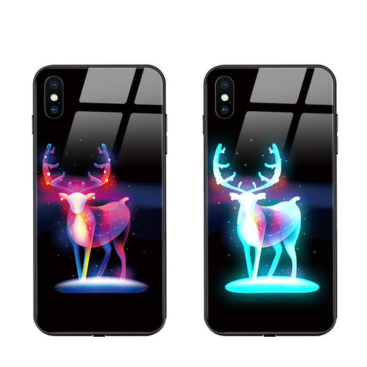 HKM-074643 Cartoon Animal Tempered Glass Phone Case Compatible with iPhone Models