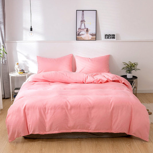 HKM-075859 Solid Color Velvet Three-Piece Bedding Set in White and Pink for 1.8*2.2m Beds