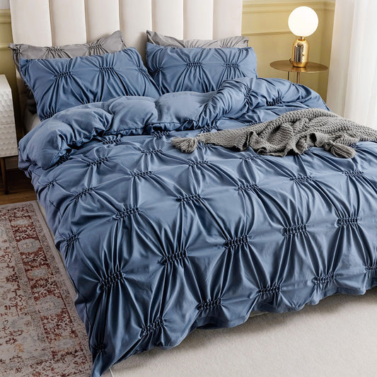 HKM-077011 Solid Color Quilt Cover and Pillowcase Set in Multiple Sizes