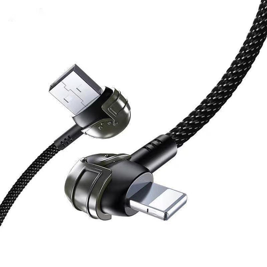 HKM-077075 Three-Stage Zinc Alloy Data Cable - 100cm TPE with Tinned Copper Core, Black and White/Black and Red