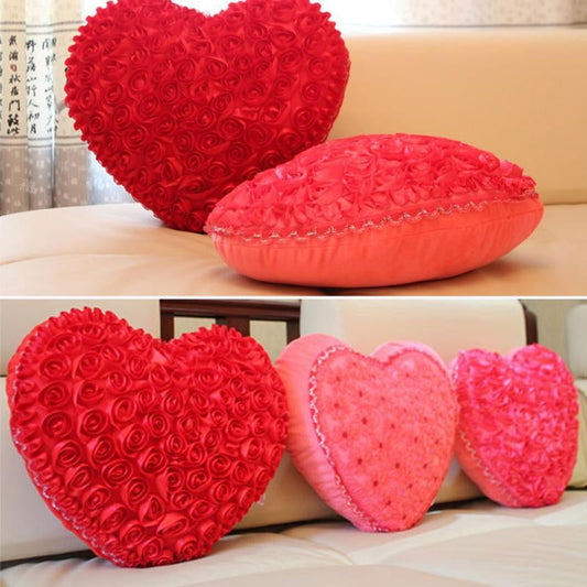 HKM-078227 Rose Heart Shape Decorative Pillow – Soft Plush Filling, Lightweight, Ideal Gift for Special Occasions – Available in Multiple Sizes and Colors