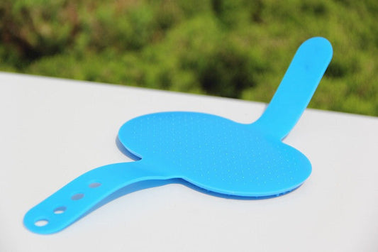 HKM-083219 Rubber Oval Pet Bath and Massage Brush for Dogs - Available in Red and Blue