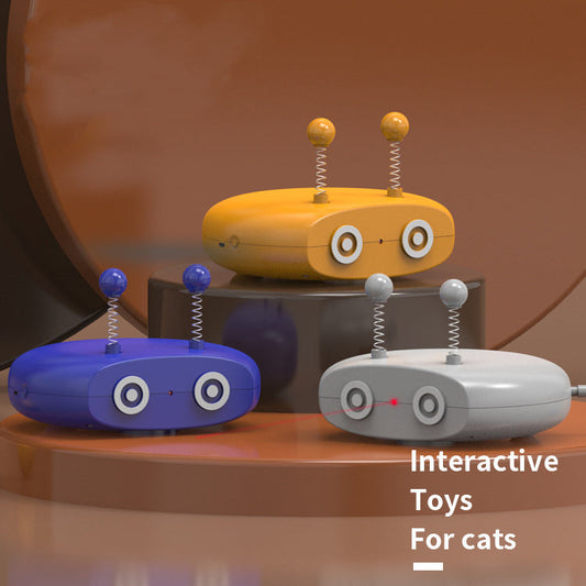 HKM-083923 Rechargeable Smart Cat Toy with Random Movement, Laser & Feather Features