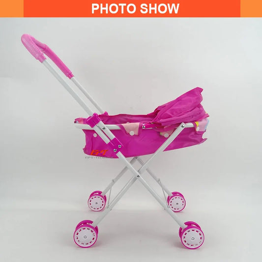 HKM-085395 Iron Folding Doll Carriage Trolley Toy for Kids Ages 2-7, Educational Mini Toy