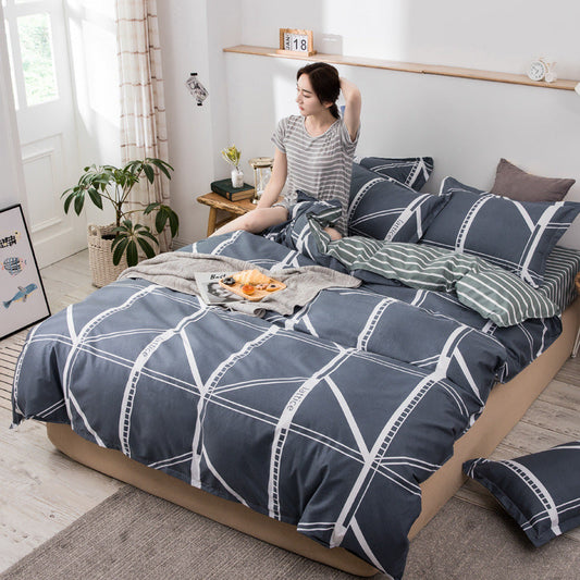 HKM-087891 Cotton Cartoon Quilt Cover Set for Dormitory - Single to King Sizes Available