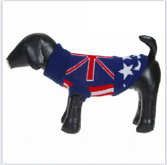 HKM-088467 Cozy Blue Print Acrylic Sweater for Dogs - Casual Pet Apparel