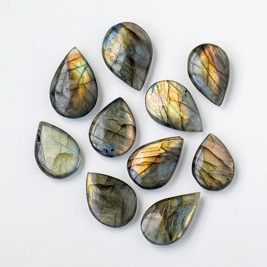 HKM-089875 Labradorite Blue Light Crystal Droplet Stone - 3-4cm, Modern Simplicity Decor