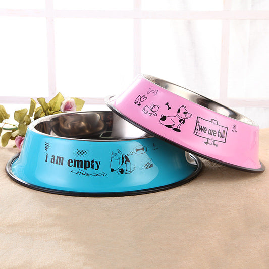 HKM-093011 Stainless Steel Anti-Skid Dog Bowl with Color Printing, Available in Six Sizes