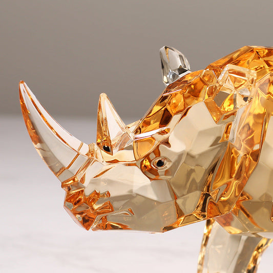 HKM-095891 Amber Rhinoceros Acrylic Decoration - Unique Home Ornament