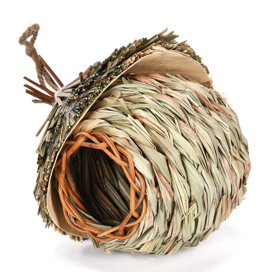 HKM-103635 Natural Grass Hanging Bird Nest - Ideal for Birds, 15x19 cm