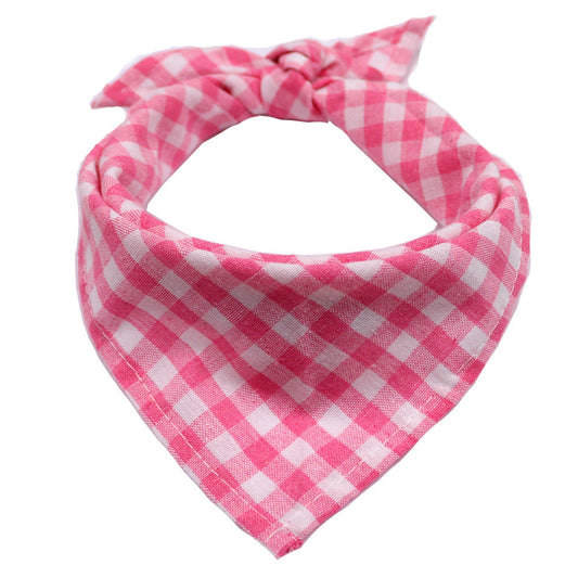 HKM-103699 Cotton Triangle Scarf for Pets in Various Plaid Patterns and Colors