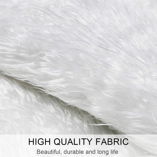 HKM-106771 Plush Faux Fur White Christmas Tree Skirt for Holiday Home Decor - Multiple Sizes Available