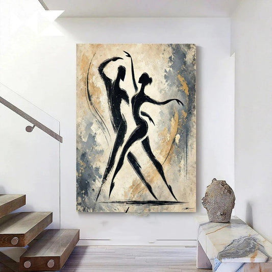 HKM-108243 Hand-Painted Abstract Oil Painting of Characters for Living Room Decoration