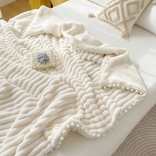 HKM-109779 Dehaired Angora Knit Throw Blanket - Soft Polyester Sofa Cover in Multiple Sizes and Colors