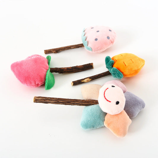 HKM-109907 Plush Molar Chew Stick for Cats – Colorful Fruit and Vegetable Designs