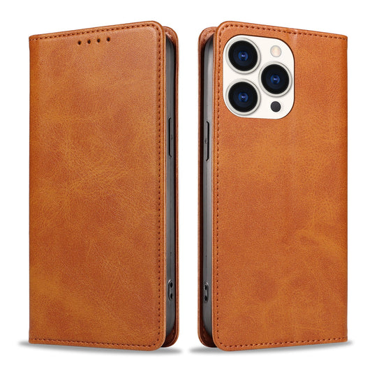 HKM-114003 Simple Solid Color Leather Flip Phone Case for Apple - Magnetic Closure, Multiple Colors Available