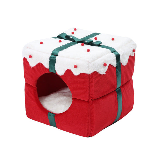 HKM-115603 Cat Nest Large Space One Nest Dual-use Christmas Pet Bed Fully Enclosed Small Dog Kennel