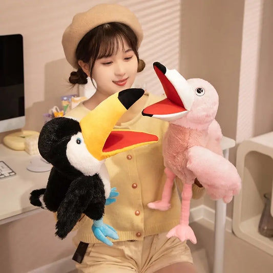 HKM-116051 Soft Plush Parrot Hand Puppet Toy for Kids – 40cm Big Mouth Design, Ideal for Ages 2 and Up