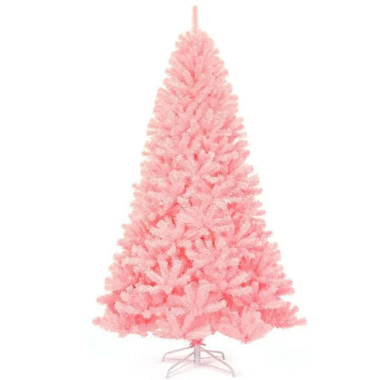 HKM-130323 7.5 Feet Pink Hinged Artificial Christmas Tree with 1258 Branch Tips