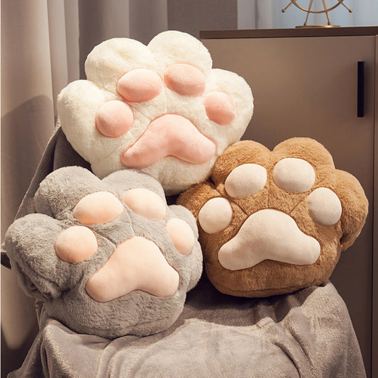 HKM-131987 Cartoon Style Cat's Paw Plush Car Cushion with Blanket for Office and Travel