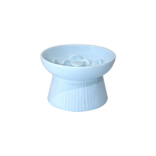 HKM-133203 High Foot Ceramic Cat & Dog Bowl – Anti-Choke, Slow Food Design, Multiple Colors