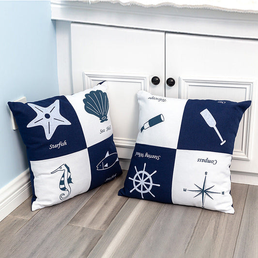 HKM-135443 Cute Cartoon Cushion with Deep Blue Ocean Design, 40x40cm, Cotton Cover and PP Cotton Filling