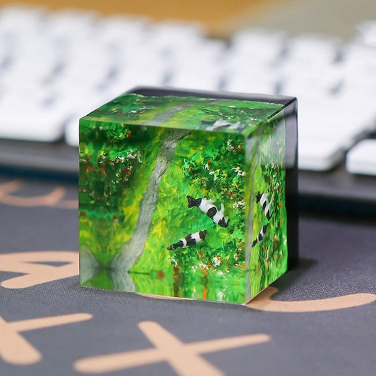 HKM-140691 Three-Dimensional Resin Oil Painting Decoration - Hometown Design, 48MM Handcrafted with Rich Colors and Textures