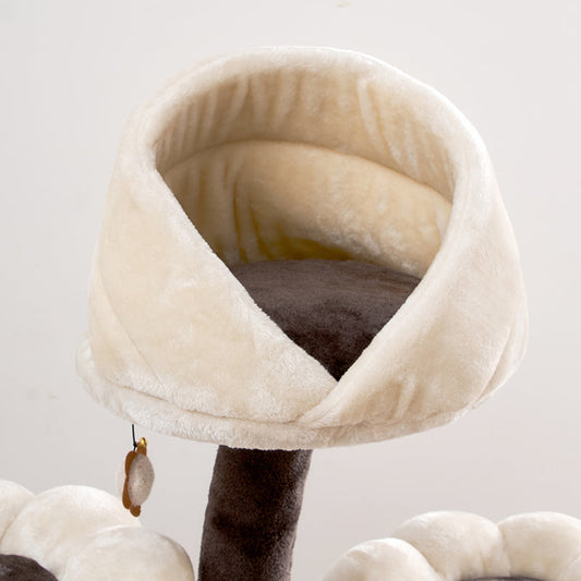 HKM-142739 Flower-Shaped Integrated Cat Climbing Frame with Grasping Board - 162cm Tall, Plush and Iron Design
