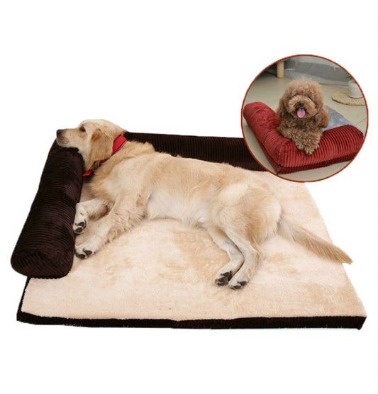 HKM-143187 Corduroy Pet Sofa with High-Density Sponge and Non-Slip Base - Multiple Sizes Available