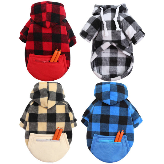 HKM-143955 Cozy Plaid Sweatshirt for Large Dogs - Stylish and Warm, Multiple Color Options Available