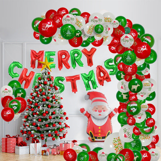 HKM-144147 Christmas and New Year Balloon Set - Round Latex Balloons in White, Red, and Green - Available in Multiple Sizes