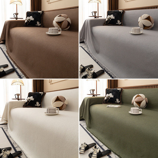 HKM-145427 Teddy Plush Waterproof All-Season Sofa Cover - Non-Slip, Anti-Scratch, Dustproof