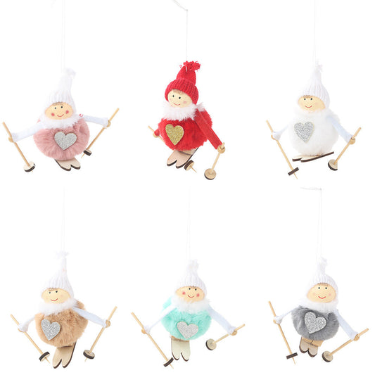 HKM-148115 Pompom Doll Ski Hanging Pendant for Christmas Tree Decoration in Various Colors