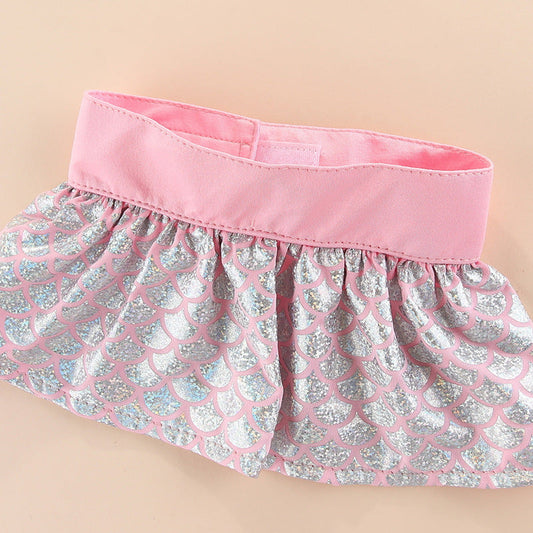 HKM-148563 Teddy Pet Beach Bikini Set - Pink & Purple Polyester Skirt for Pets