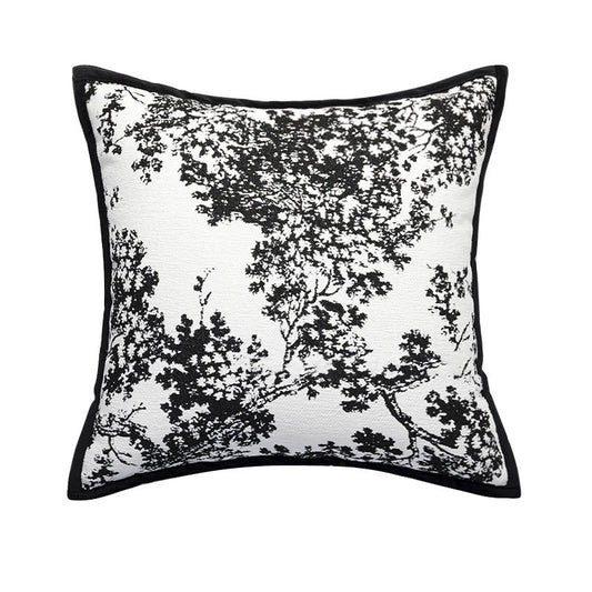 HKM-148947 French Classic Style Black and White Pillow Cases – Abstract, Floral & Plaid Designs, 45x45cm