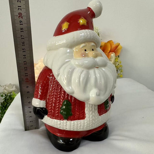 HKM-150931 Ceramic Santa Claus Decorative Storage Tank for Holiday Gifting and Home Decor