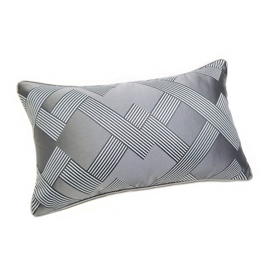 HKM-154259 Dark Gray Geometric Jacquard Cushion, Modern Design 30x50CM, Soft PP Cotton Filling
