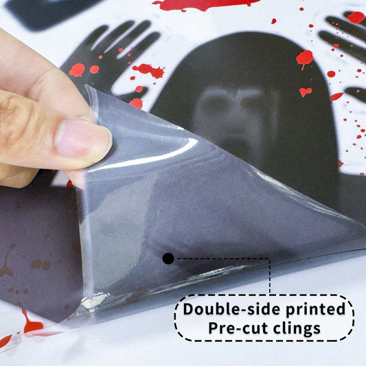 HKM-156819 Halloween Window Decorative Ghost & Skull Electrostatic Sticker Set - 6 PVC Stickers in 6 Color Variations