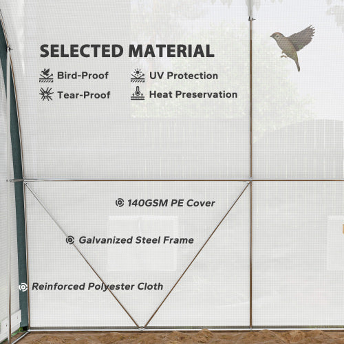 HKM-160339 Walk-In Tunnel Greenhouse 4x3m with Steel Frame, Double-Layer Cover, and Accessories