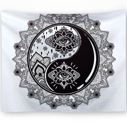 HKM-162195 Elegant Geometric Abstract Plush Fabric Tapestry for Home Decor - Rectangle Shape for Living Room and Bedroom