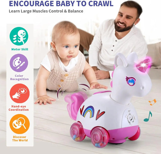 HKM-162451 Unicorn Giraffe Walking Music Toy for Early Learning and Play - Perfect for Kids Aged 0 to 7 Years