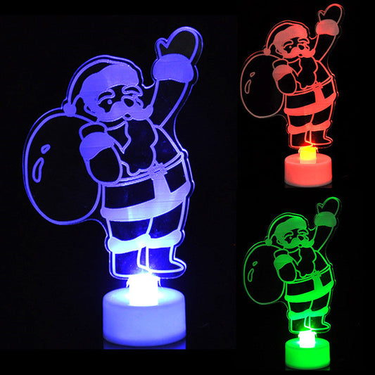 HKM-163091 Acrylic Colorful Christmas Tree Ornaments with Automatic Color Changing Lights - 15x8.8cm
