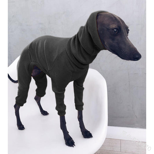 HKM-164371 Lightweight Dog Jumpsuit for Whippet and Italian Greyhound, Four-Legged Apparel in Black, Red, Yellow, Gray