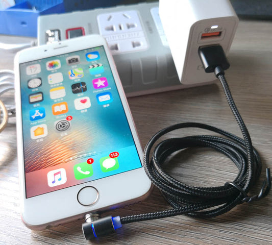 HKM-168275 Magnetic Data Cable with Elbow Design for Apple and Android Devices - Type-C and Micro USB Compatibility