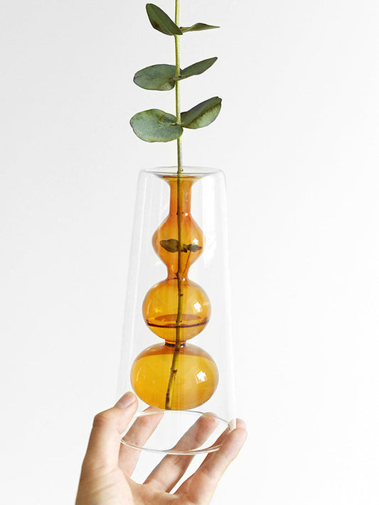 HKM-170323 Retro Gourd Hydroponic Glass Vase for Nordic Home Decor