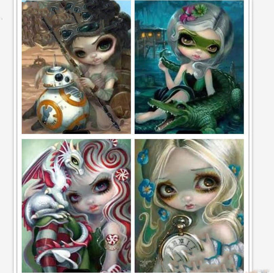 HKM-170387 5D Diamond Painting Kit - Cartoon Girl Design for Christmas Gifts and Home Décor