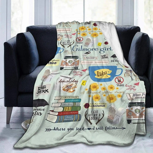 HKM-170387 Food-Themed Flannel Blanket for Sofa and Bed - Cozy Polyester Fiber Design