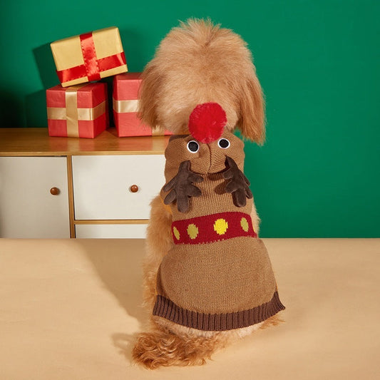 HKM-172115 Festive Christmas Pet Outfit with Santa, Snowflake, and Gingerbread Designs in Various Sizes