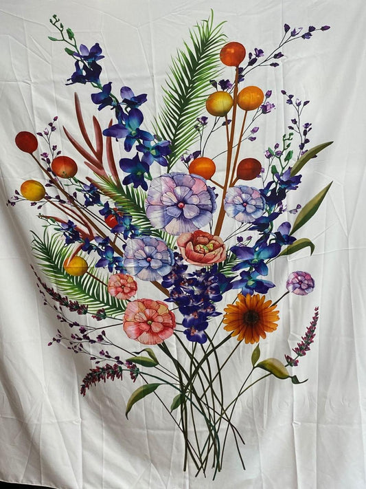 HKM-172243 Artistic Flower Embroidery Tapestry - 100% Polyester, 130x150 cm for Home Decor